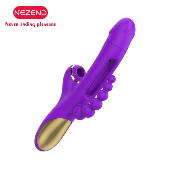 NEZEND Vibrator Thrusting Dildo for Women - G Spot Vibrator Clitoral Stimulator Adult Sex Toy, 3-in-1 G-spot vibrator, 7 vibration modes + 7 sucking modes + 7 slapping modes, a sucking and slapping hollow vibrator for Couples Sex Toy