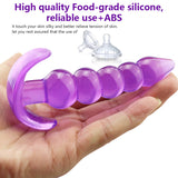 NEZEND 1 pcs Beaded Butt Plug - 4 inch Beginner-Friendly Anal Plug - Hook-Shaped Base with Gradient Beads, TPE Anal Sex Toy Fetish Safe Beginner Anal Trainer for Adult Women Lesbian Couples （Limit one purchase per order）